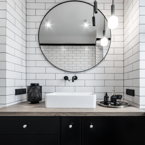 Projekt koncepcyjny oraz wykonawczy wnętrz mieszkania w gliwickiej kamienicy.